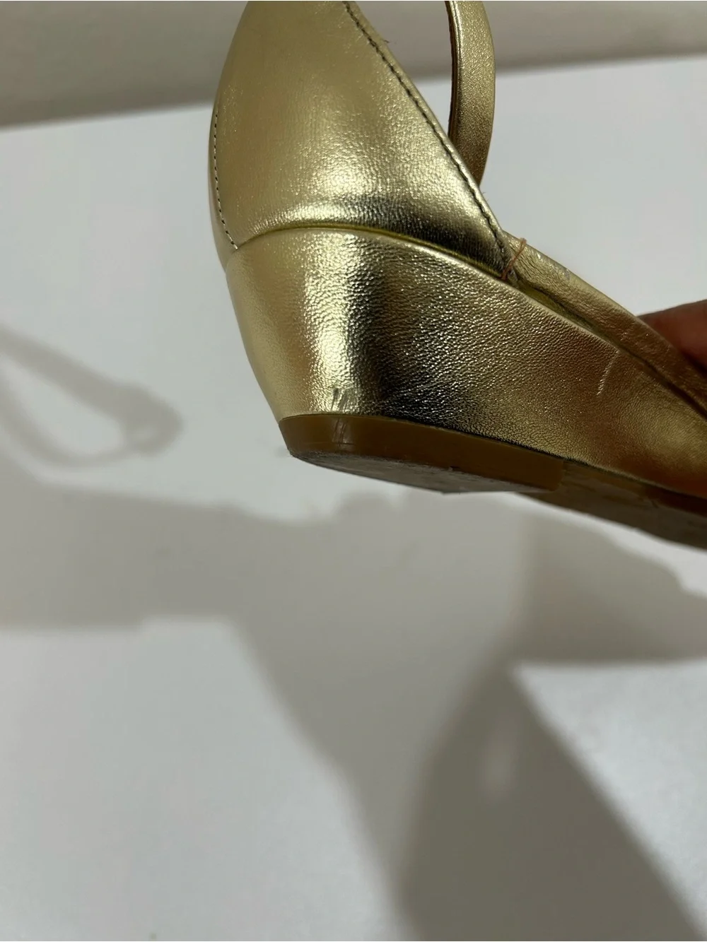 Marc Jacobs Gold Leather Shoes Open-Toe Wedge Sandal, Size US 9.5, IT 39.5